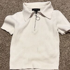 Forever 21 Kids Cream Polo with Zipper